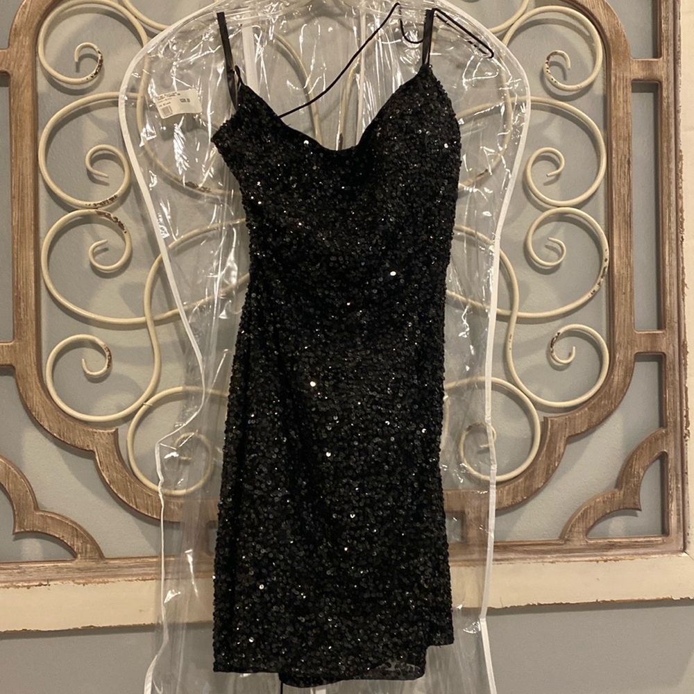 Beautiful black sequined cocktail dress